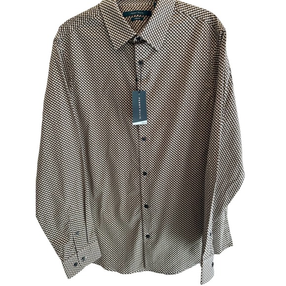 Perry Ellis Men's Multi-Dot Geometric Print Long Sleeve Shirt L - Picture 10 of 10
